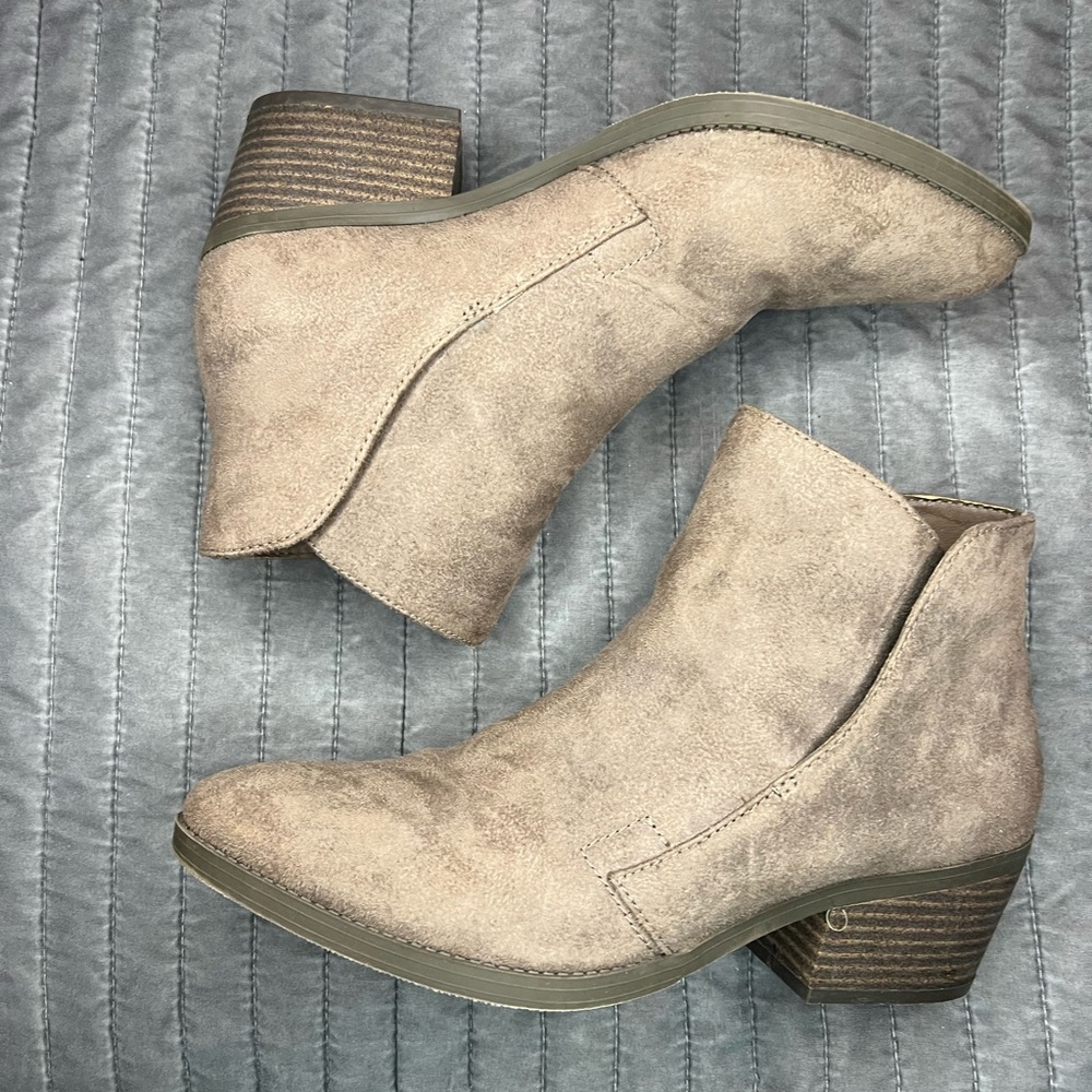 Taupe Suede Ankle Booties